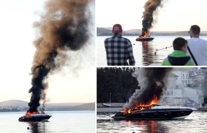 Buktinja u moru kod Šibenika: Zapalila se motorna jahta, gusti crni dim došao je do marine