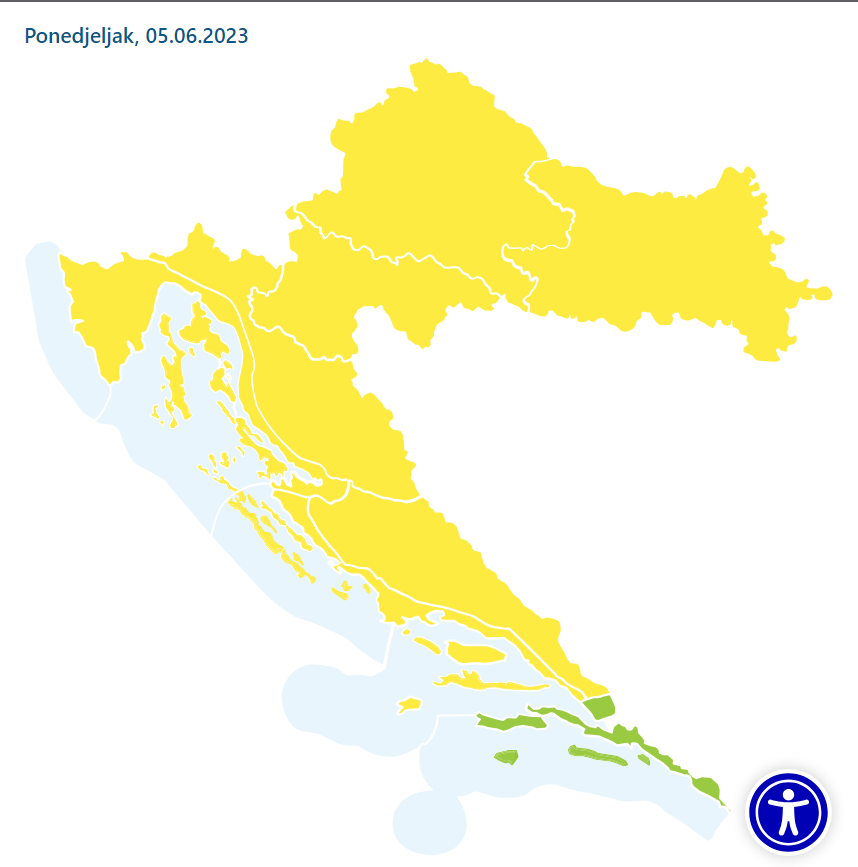 DHMZ  izdao upozorenje za skoro cijelu Hrvatsku: Očekuju nas jaka kiša, tuča i grmljavina
