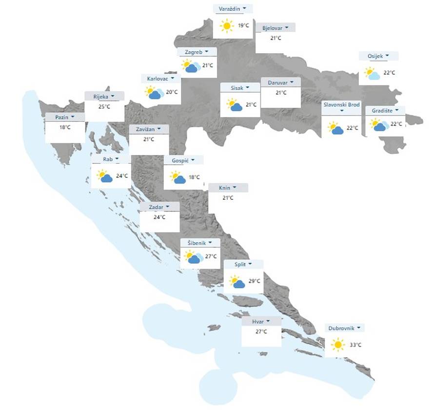 U Dubrovniku u 6 sati 32,7 °C! Danas najgori dan toplinskog vala, pogledajte temperature