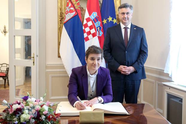 Zagreb: Premijer Plenković sastao se sa srpskom premijerkom Anom  Brnabić u Banskim dvorima 