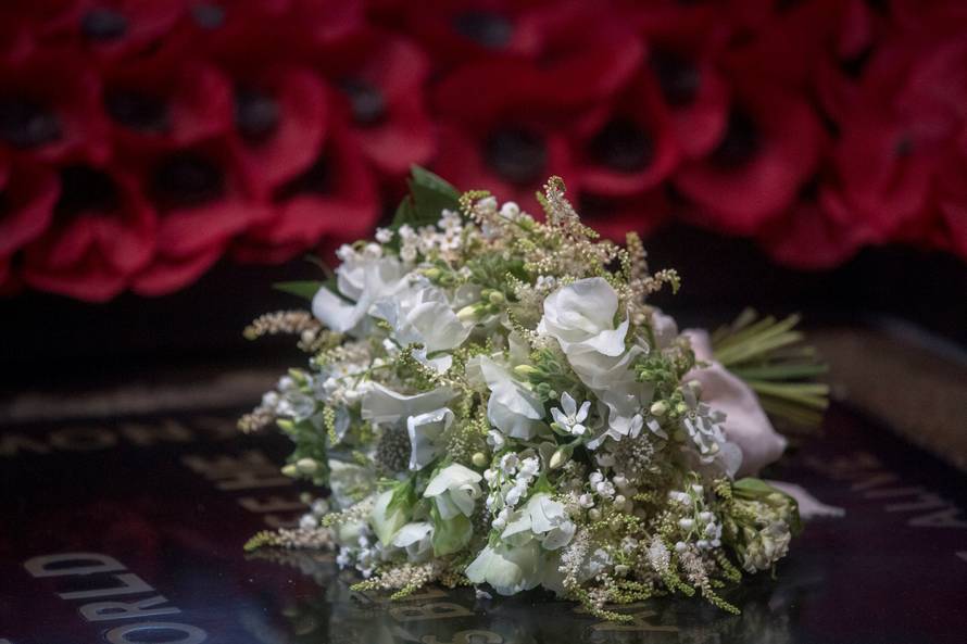 Meghan Markle's wedding bouquet lies on the grave of the Unknown Warrior in the west nave of Westminster Abbey, London