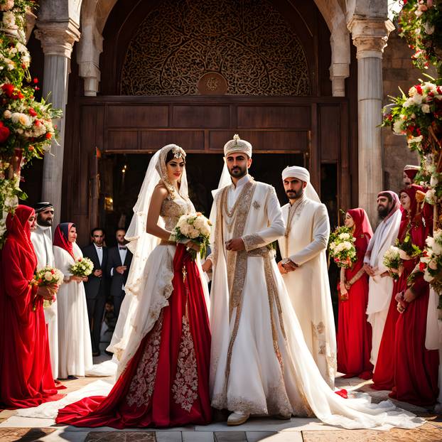 luxory magnificent oriental wedding, ai-generatet