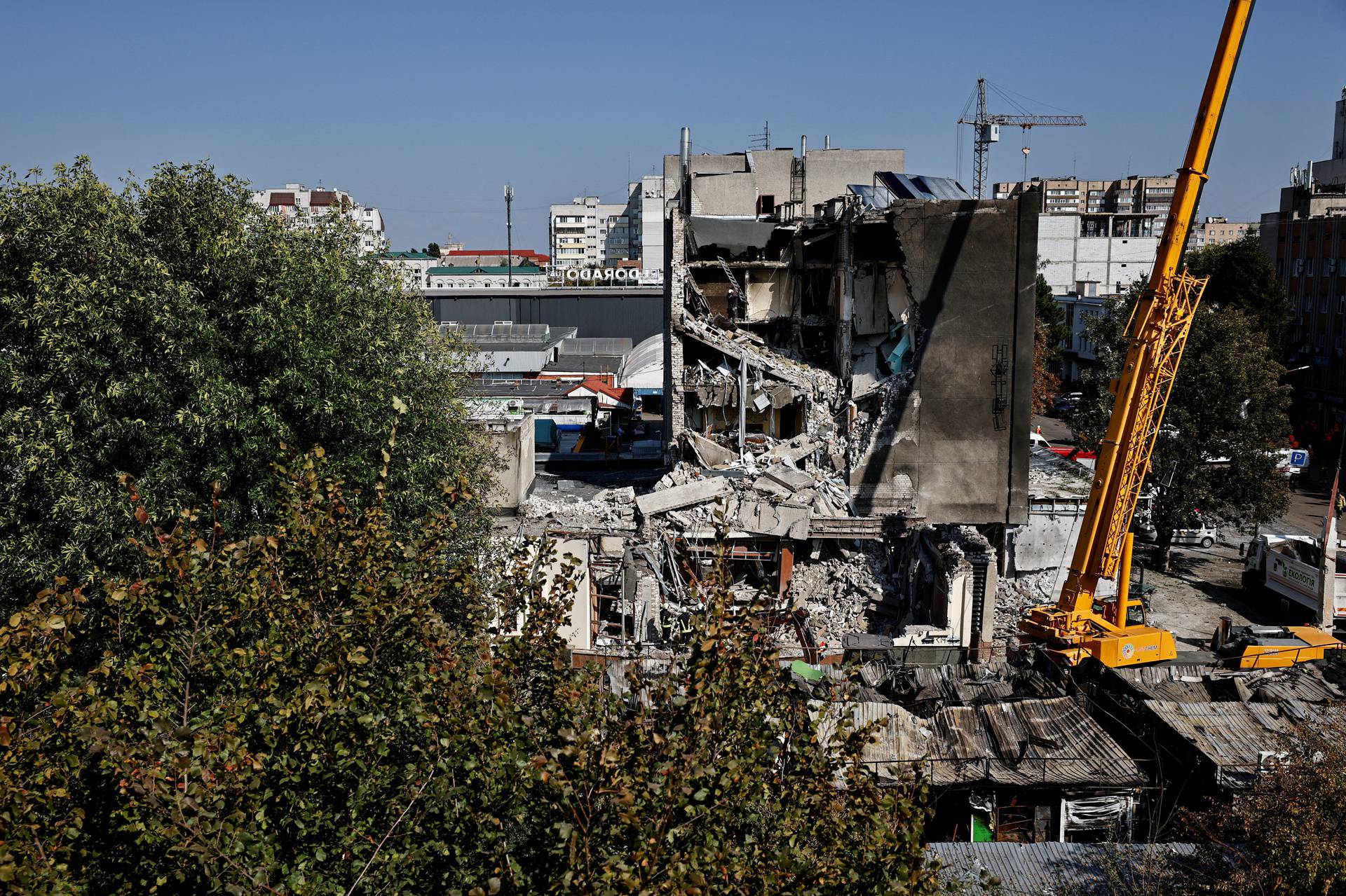 Aftermath of a Russian missile strike in Cherkasy