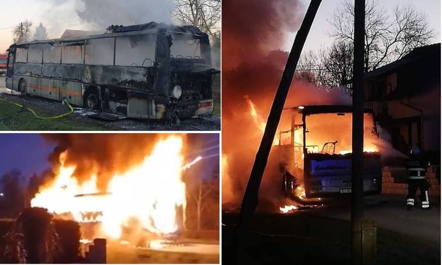 Video: 'Brzo, svi van!' Izgorio školski autobus kod Garešnice