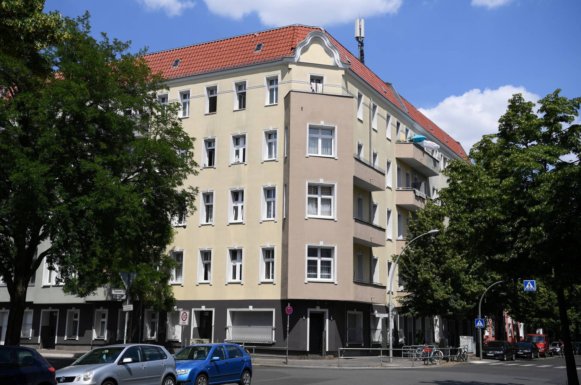 General view of a block of flats that have been quarantined, in Berlin-Neukoelln district, in Berlin