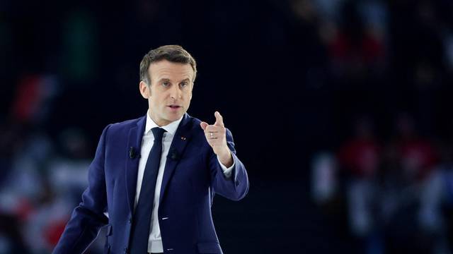 French President Macron holds election rally, in Nanterre