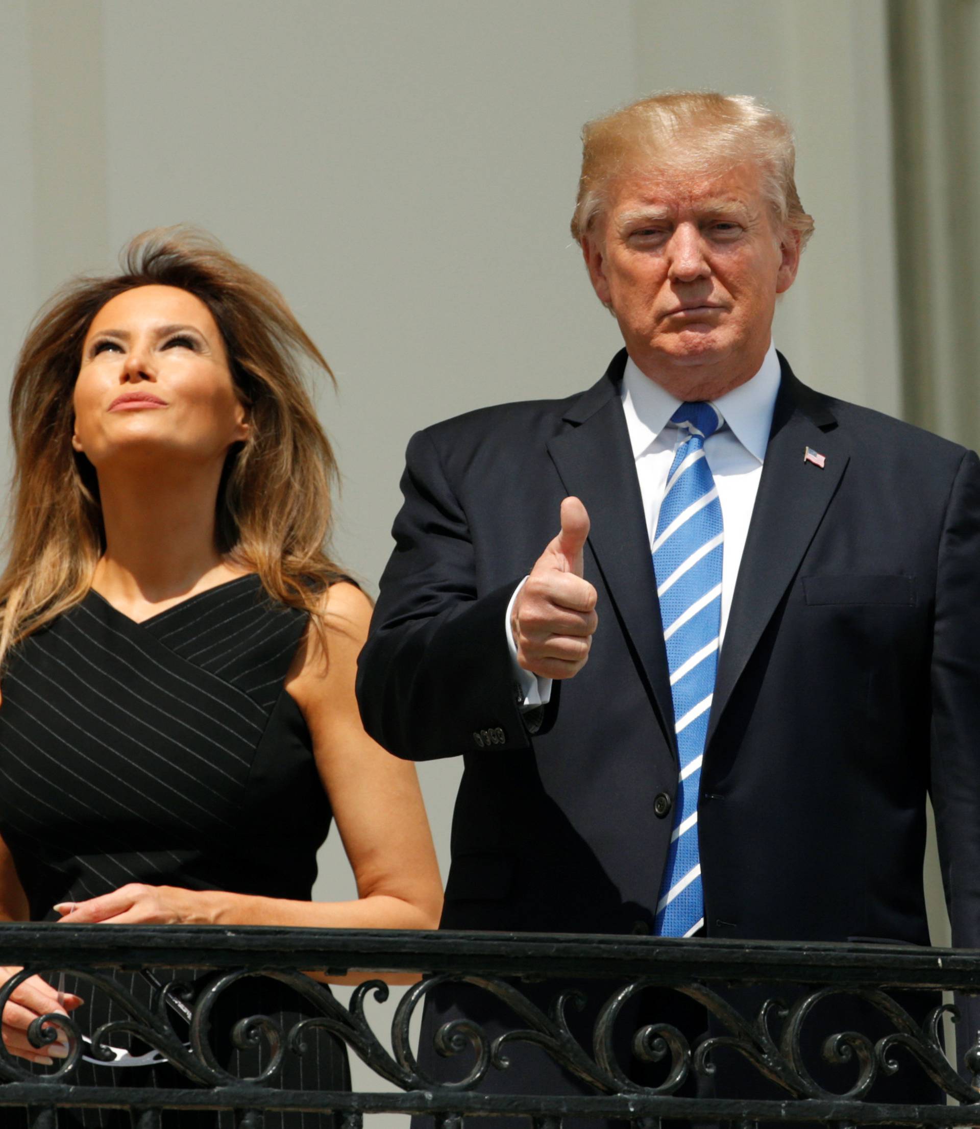 U.S. President Trump and his family watch the solar eclipse from the White House in Washington