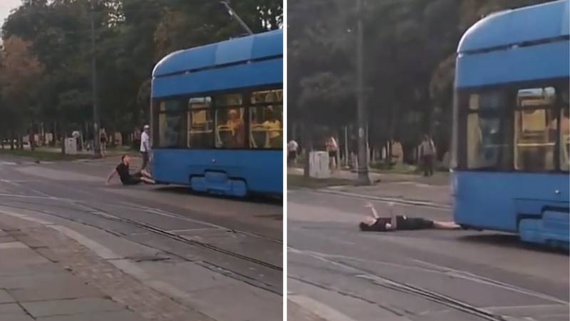 INCIDENT U ZAGREBU Mladić legnuo ispred tramvaja: 'Hoćete li biti odgovorni za ubojstvo?'