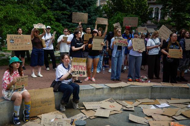 Protest against Ukrainian President Zelenskiy's decision to replace Fedorov as Defence Minister, in Kyiv