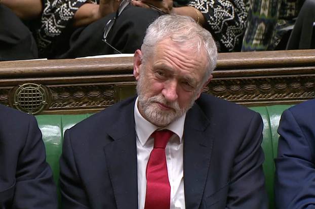 Jeremy Corbyn, Leader of the Labour Party, listens during a confidence vote debate after Parliament rejected Prime Minister Theresa May