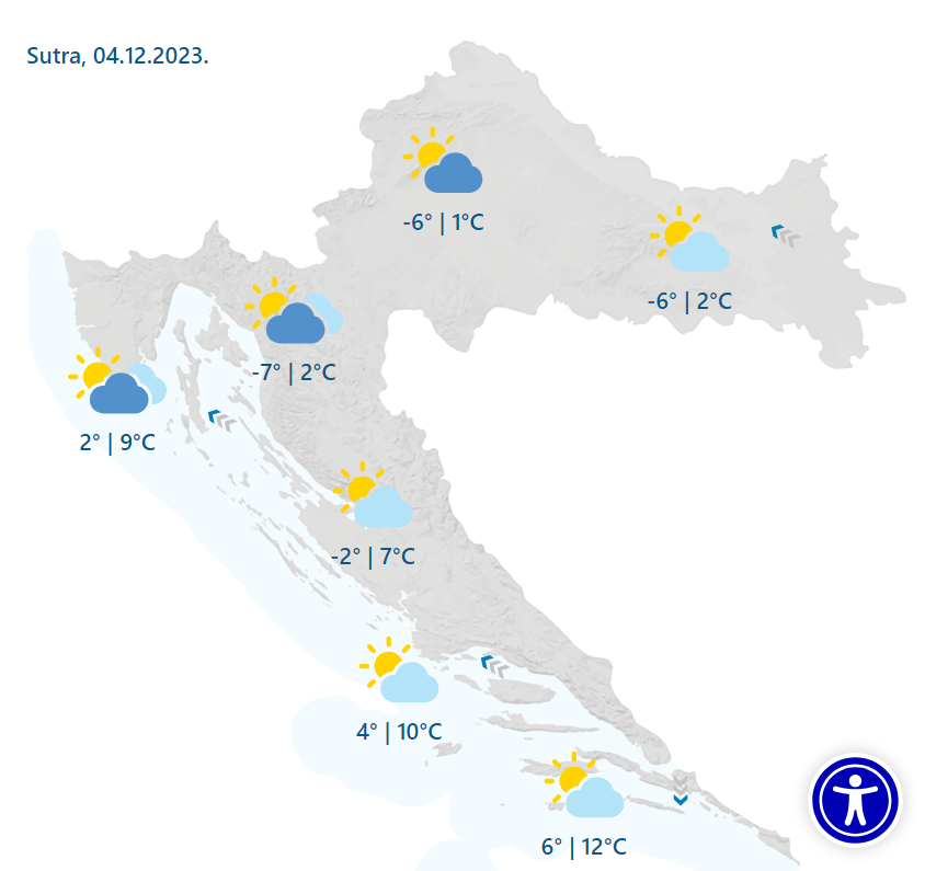 Nastavlja se hladan trend: Sutra temperature ispod nule, očekuje se ponešto sunca, ali i magle