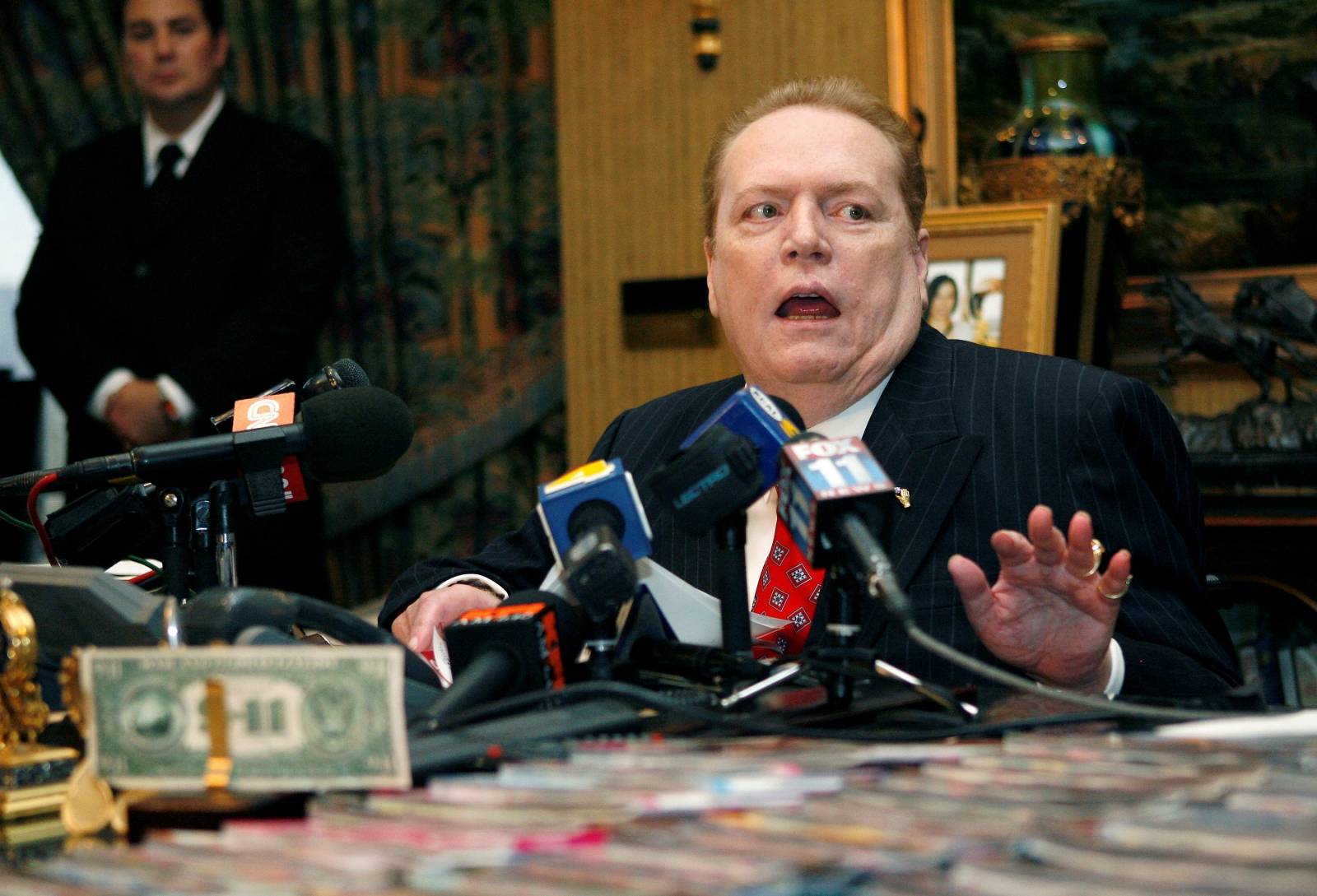 FILE PHOTO: Larry Flynt, head of Larry Flynt Publications, speaks to the media about the "D.C. Madam" sex scandal during news conference  in Beverly Hills