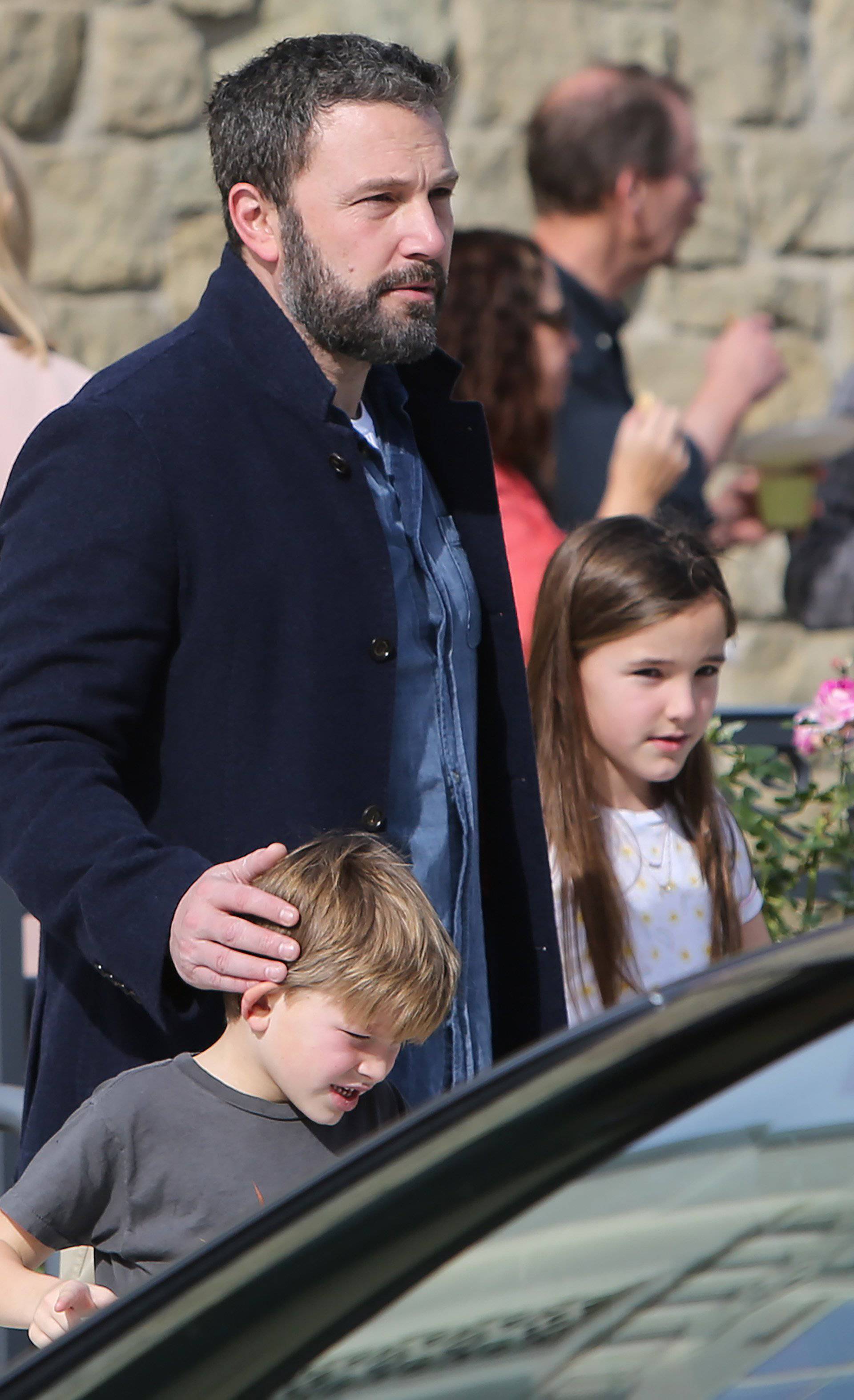 Ben Affleck and ex-wife Jennifer Garner at Church with their children in Los Angeles