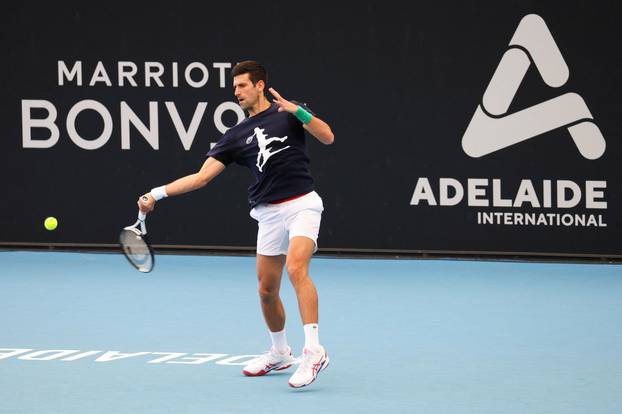 Novak Djokovic practices in Adelaide after landing in Australia