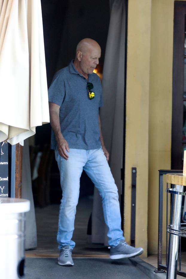 *EXCLUSIVE* Bruce Willis has lunch with a friend in Brentwood