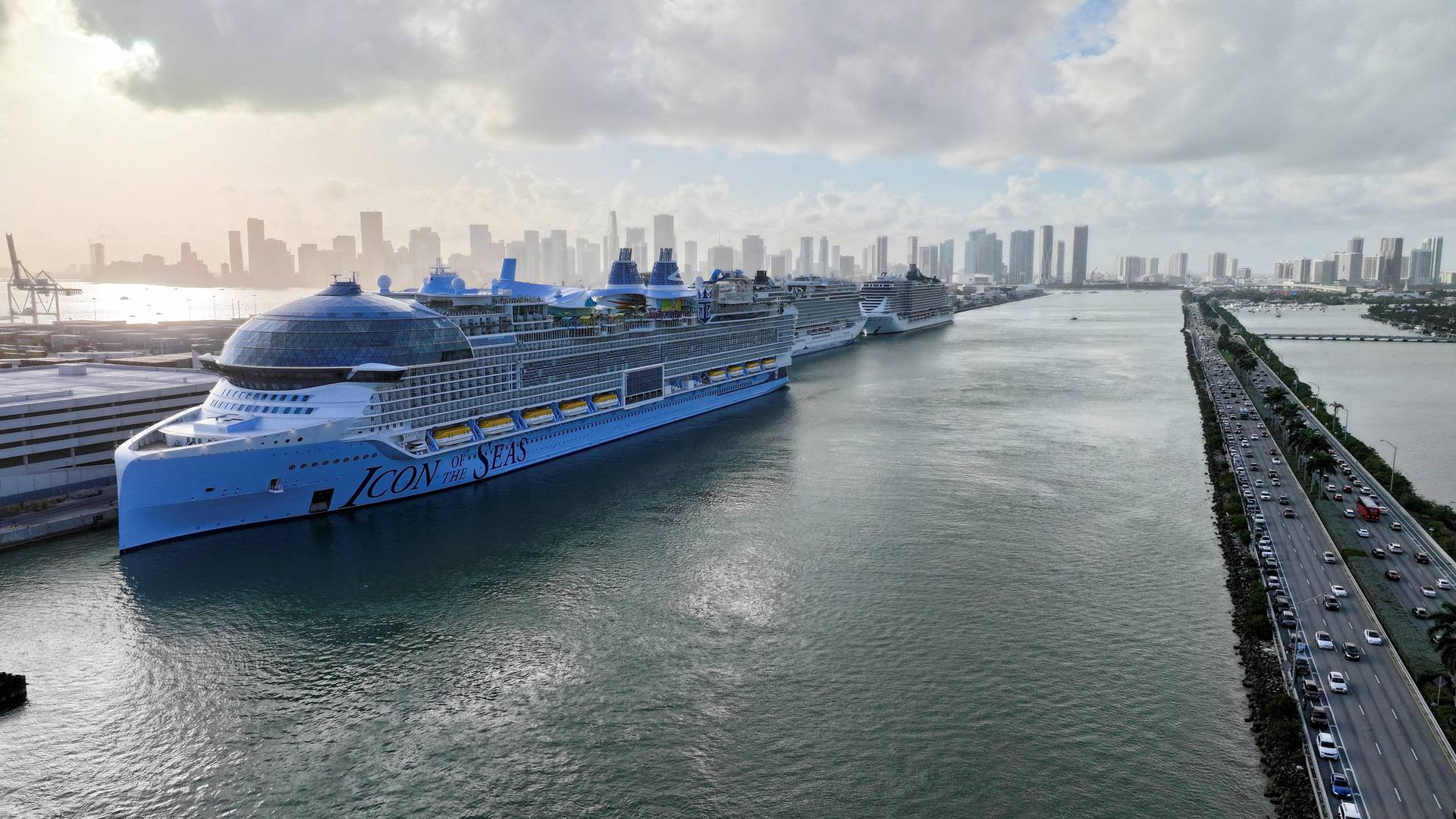 Royal Caribbean’s Icon of the Seas, the largest cruise ship in the world, sets sail for its inaugural voyage with passengers, in Miami