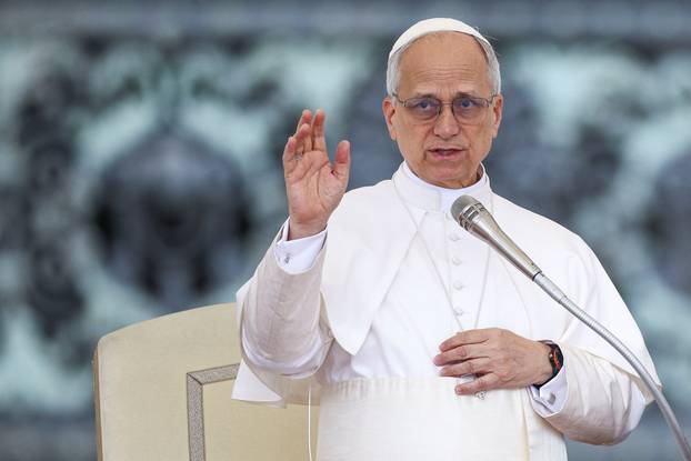 Pope Leo XIV holds his first general audience in St. Peter's Square, at the Vatican