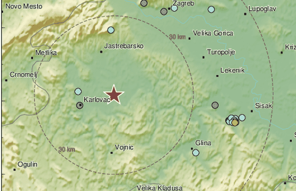 Potres jačine 2.3 blizu Karlovca