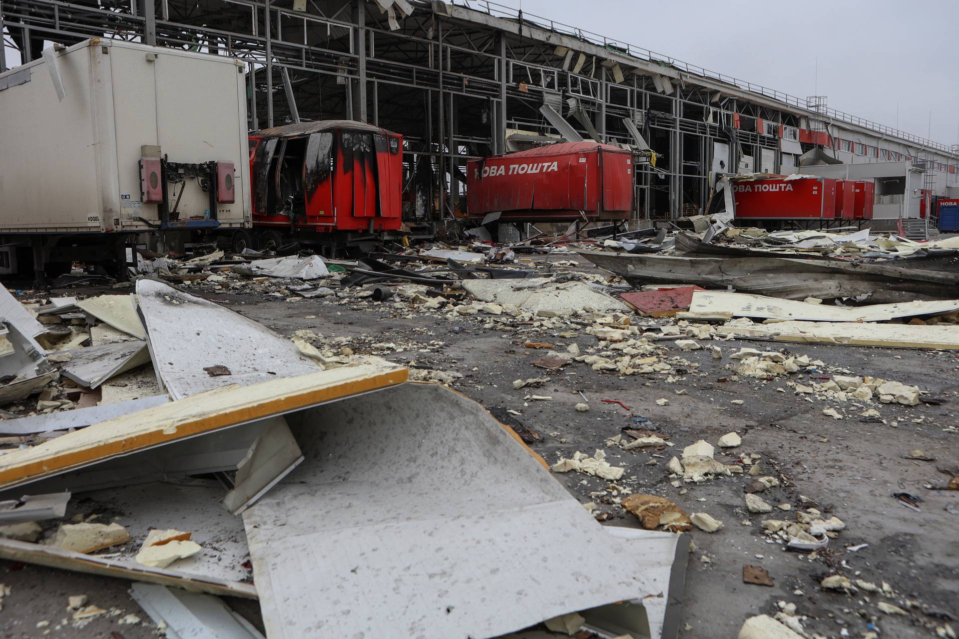 Aftermath of a Russian missile strike outside of Kharkiv