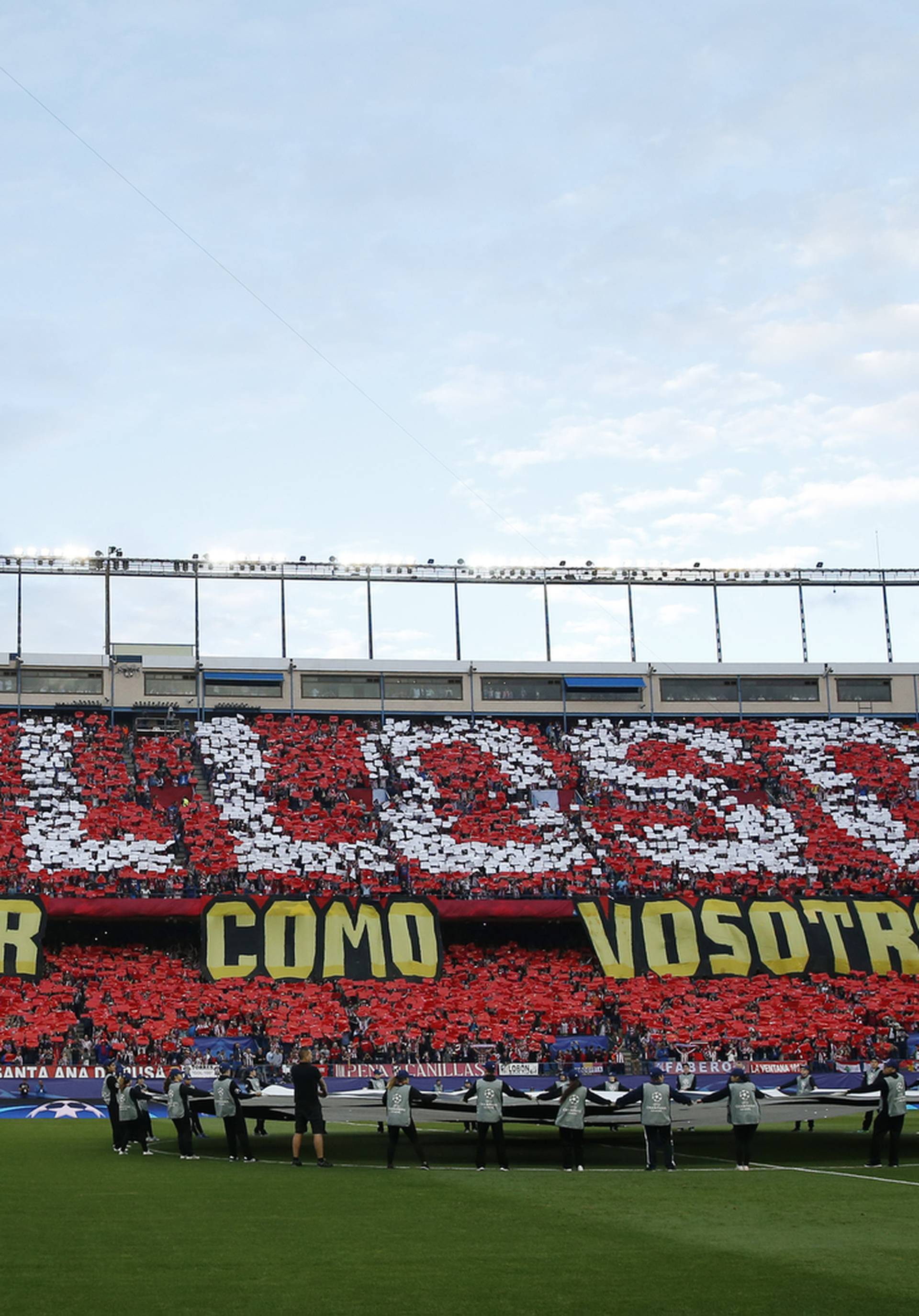 General view of Atletico Madrid fans before the match