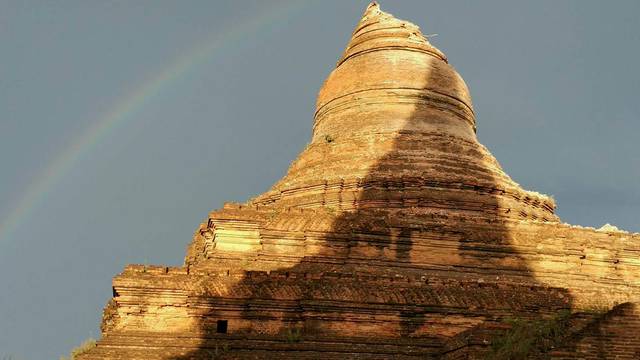 A damaged pagoda is seen after an earthquake in Bagan