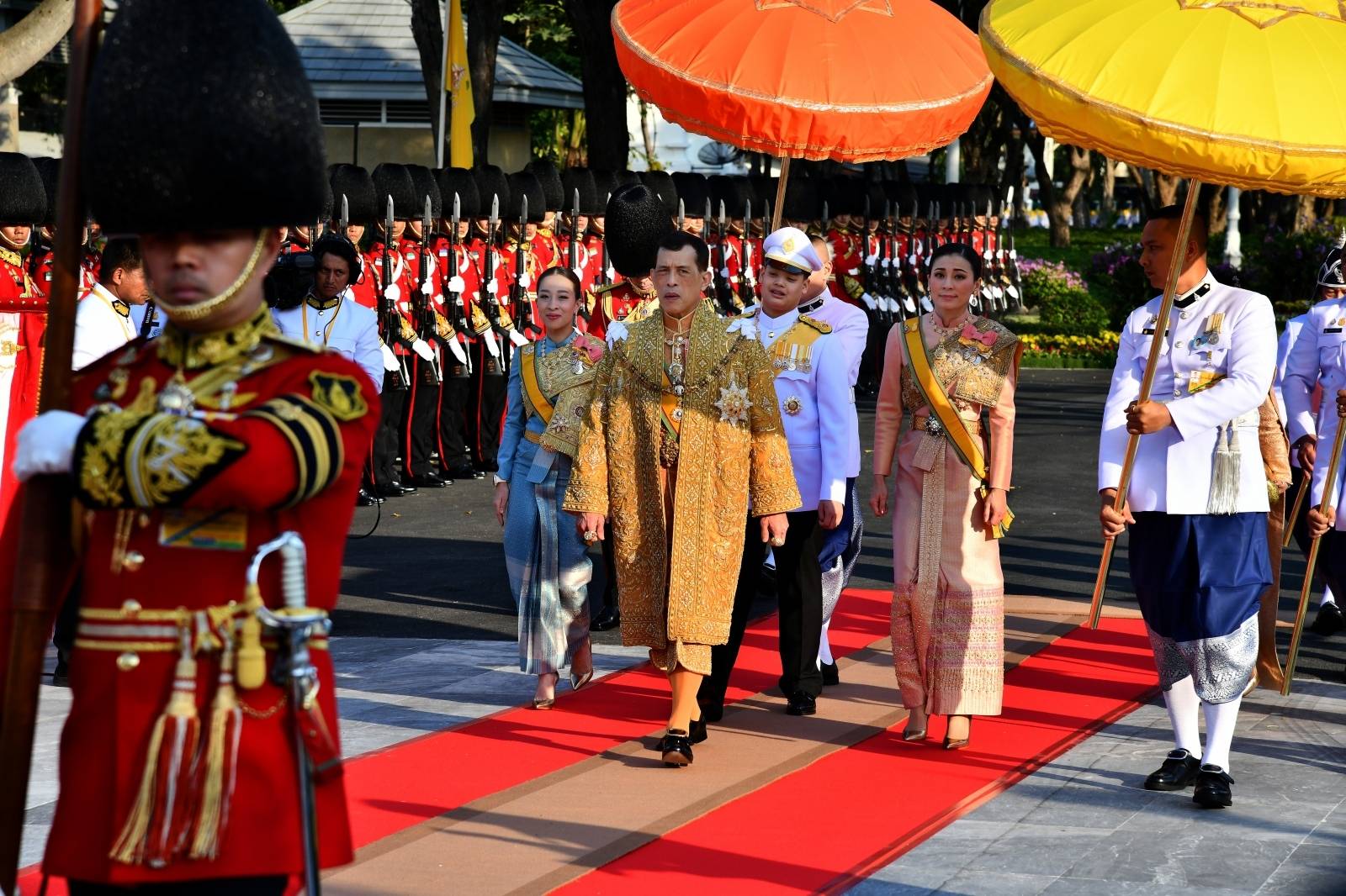 Thailand's King Maha Vajiralongkorn takes part in a royal barge river procession along the Chao Praya river in Bangkok