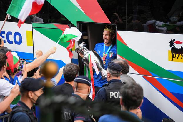 Euro 2020 - Italy players arrive at hotel in Rome after winning the European Championship