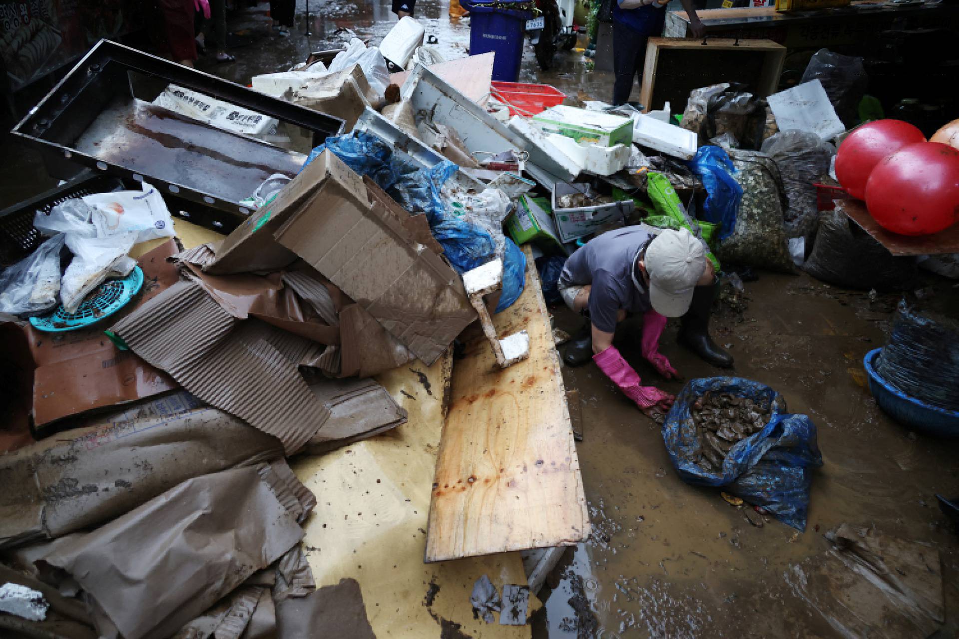 Aftermath of record level of torrential rain in Seoul