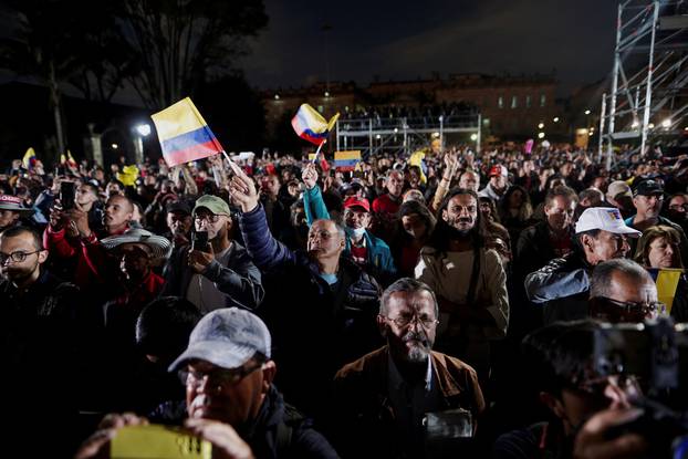 Supporters of Colombian President Gustavo Petro gather in Bogota