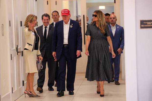 Republican presidential nominee former U.S. President Donald Trump votes on Election Day in Palm Beach