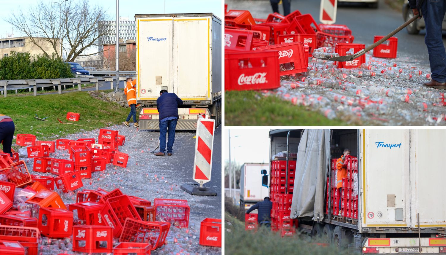 Boce Coca-Cole rasule se po cesti na križanju Držićeve i  Slavonske