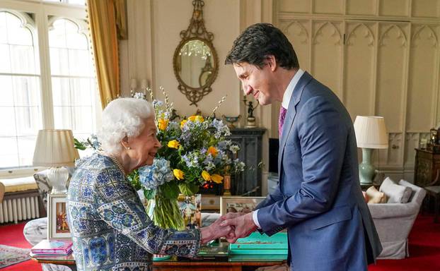 Britain's Queen Elizabeth receives Canadian Prime Minister Justin Trudeau at Windsor Castle