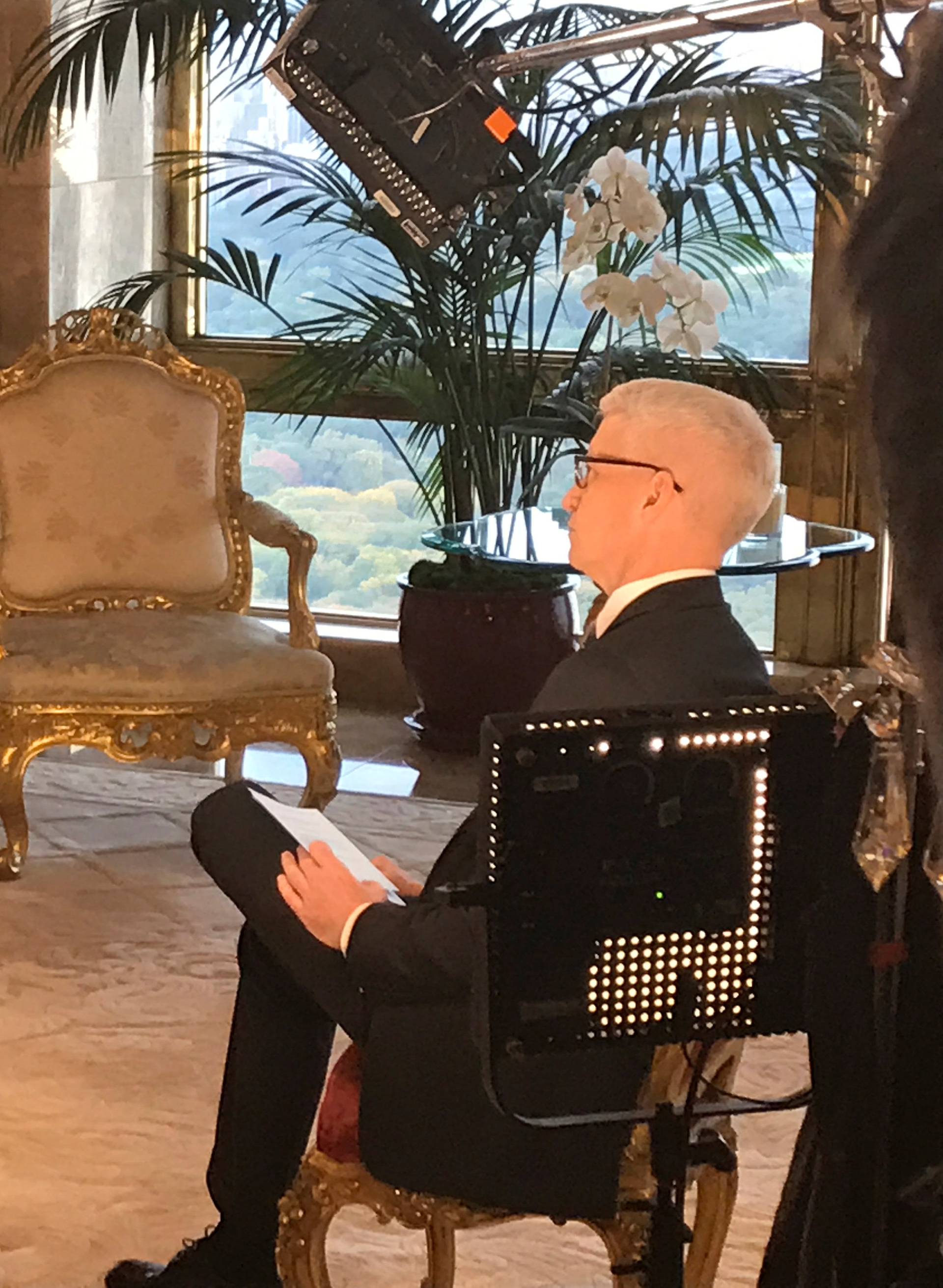 Melania Trump sits down with CNN television host Anderson Cooper during an exclusive interview in New York