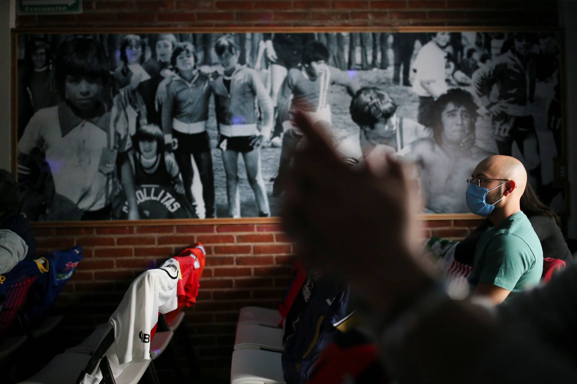 Fans visit the first Mexico's church in memory of soccer legend Diego Armando Maradona in San Andres Cholula