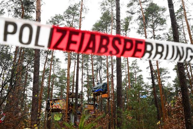 German police clears a protest camp near Tesla construction site in Gruenheide near Berlin