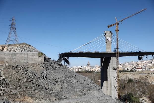 The B1 bridge damaged by a strike, as the U.S.-Israeli conflict with Iran continues, in Karaj