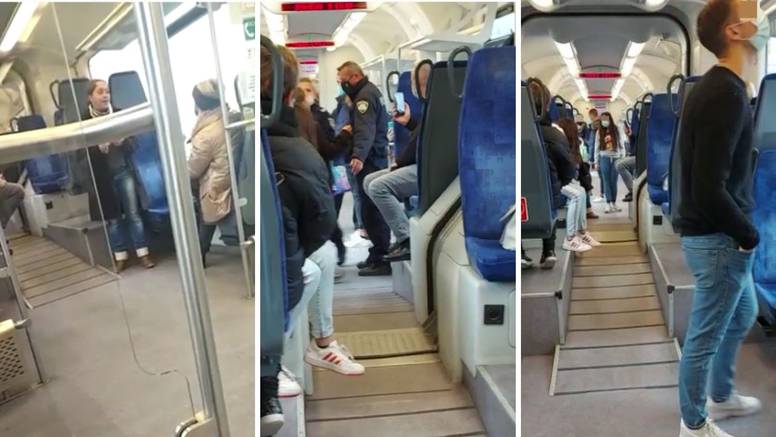 VIDEO Drama u vlaku u Dugom Selu, stigla i policija: 'Stavite tu masku da krenemo, kasnimo!'