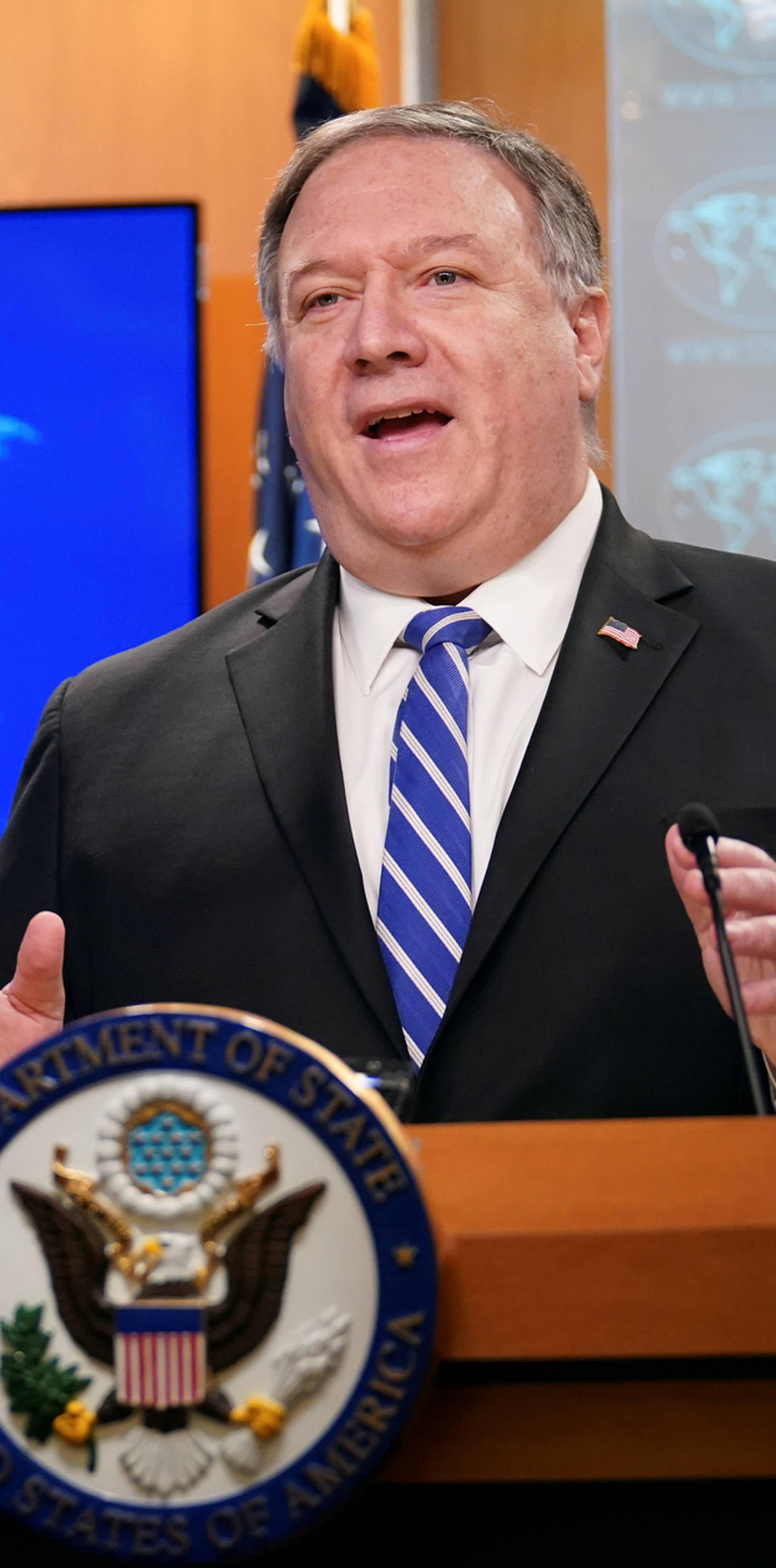 FILE PHOTO: U.S. Secretary of State Pompeo speaks to reporters during briefing at State Department in Washington