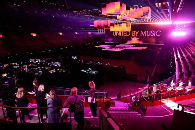 Eurovision stage for the Eurovision Song Contest in May, at Malmo Arena