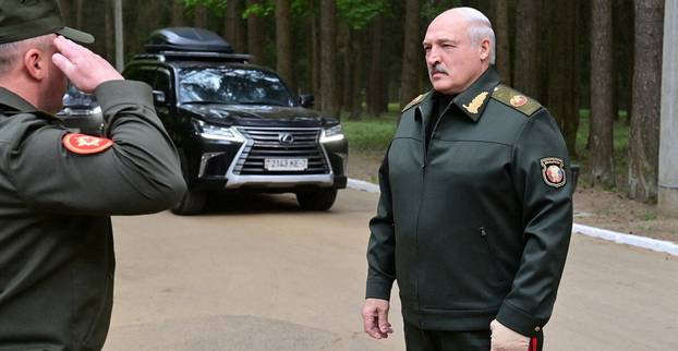 Belarusian President Lukashenko visits a military command center in Minsk