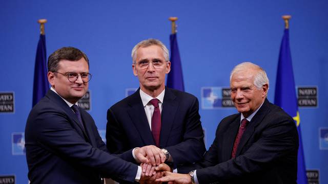 News conference with NATO Secretary General Stoltenberg, Ukrainian Foreign Minister Kuleba and European High Representative of the Union for Foreign Affairs Borrell, in Brussels