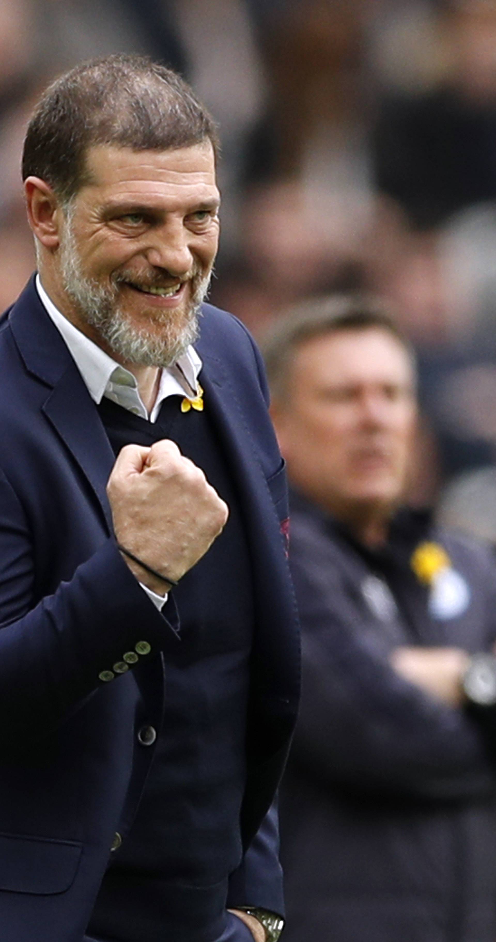 West Ham United manager Slaven Bilic celebrates after they score their first goal