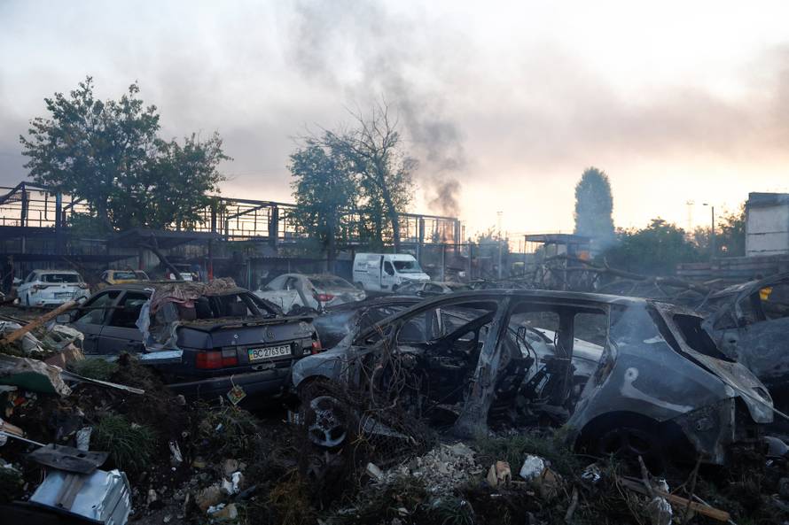 Aftermath of a Russian missile and drone attack in Kyiv