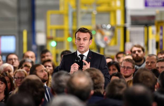 French President Emmanuel Macron visits AstraZeneca factory in Dunkirk