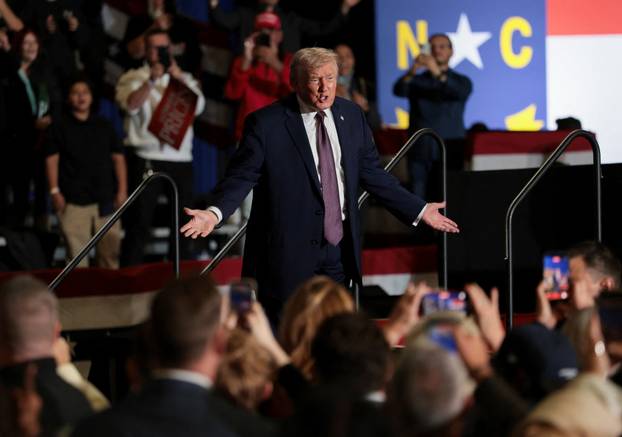 U.S. President Donald Trump visits Rocky Mount Event Center, in Rocky Mount