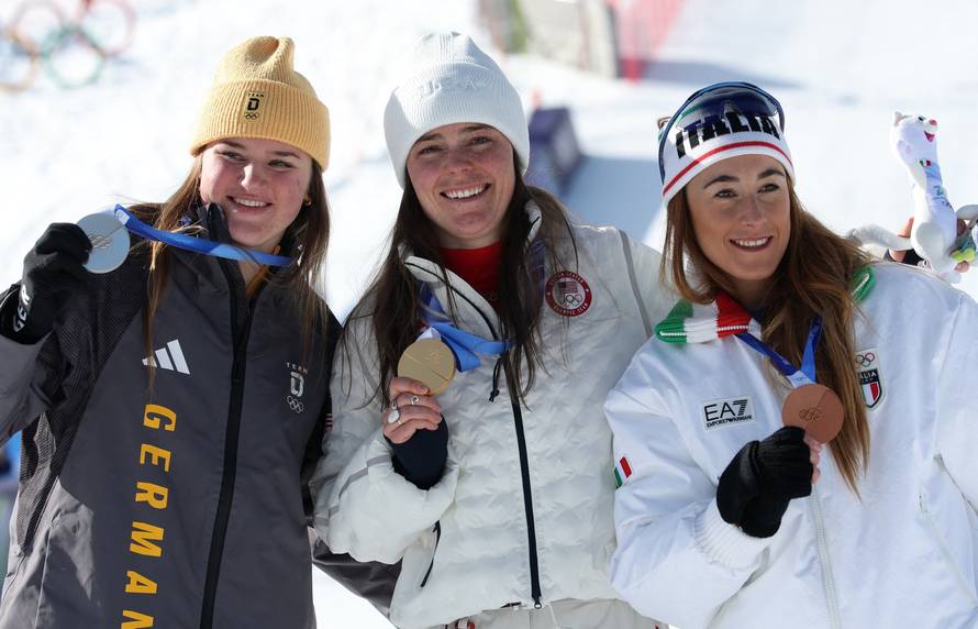 Alpine Skiing - Women's Downhill Victory Ceremony