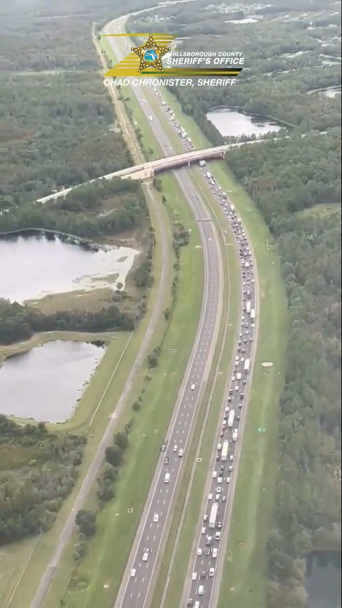 Traffic backs up on Florida highways as residents evacuate ahead of hurricane Milton's arrival to Florida, near Tampa