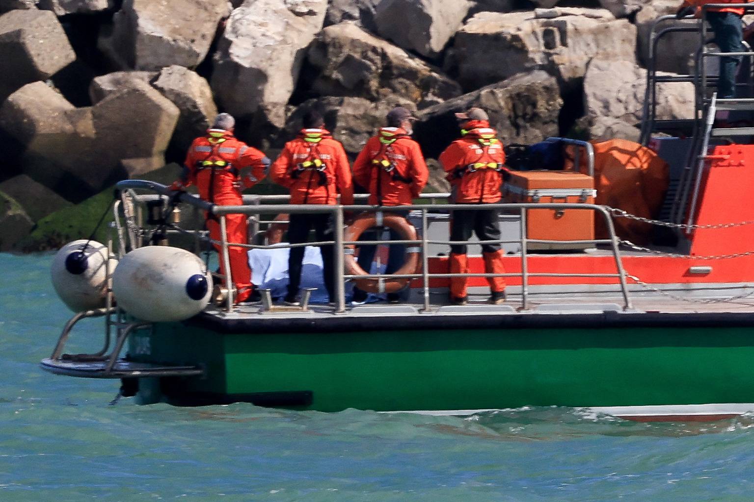 French rescue boat arrives, in Calais