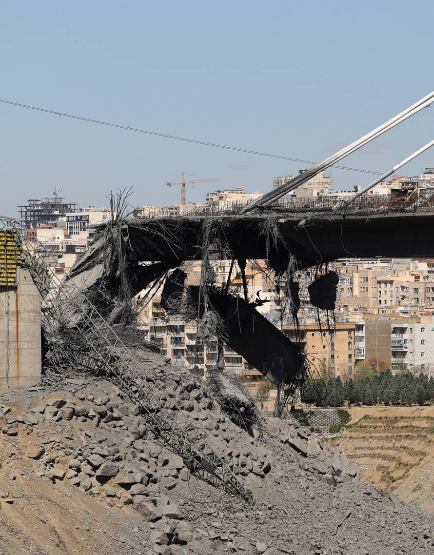 The B1 bridge damaged by a strike, as the U.S.-Israeli conflict with Iran continues, in Karaj