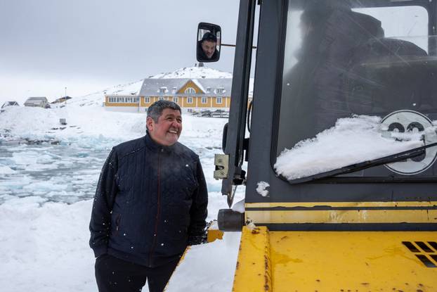 Greenland's Demokraatit party candidate Hansen campaigns ahead of general election, in Nuuk